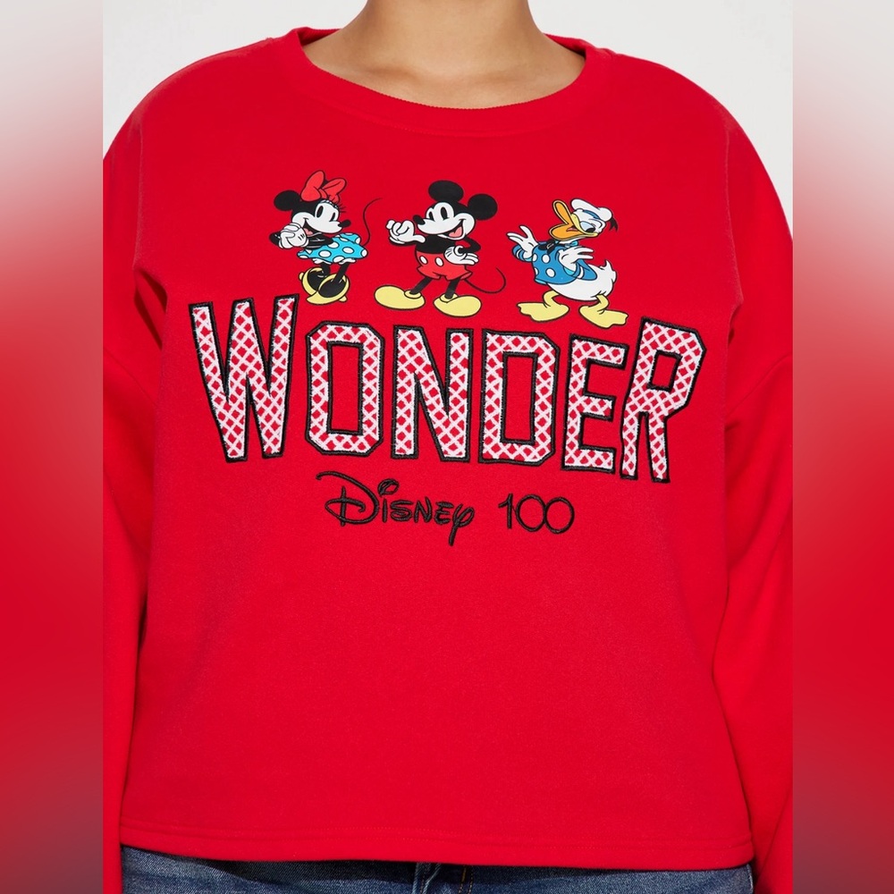 Girls Disney 100 wonder red crewneck sweatshirt XL 14/16